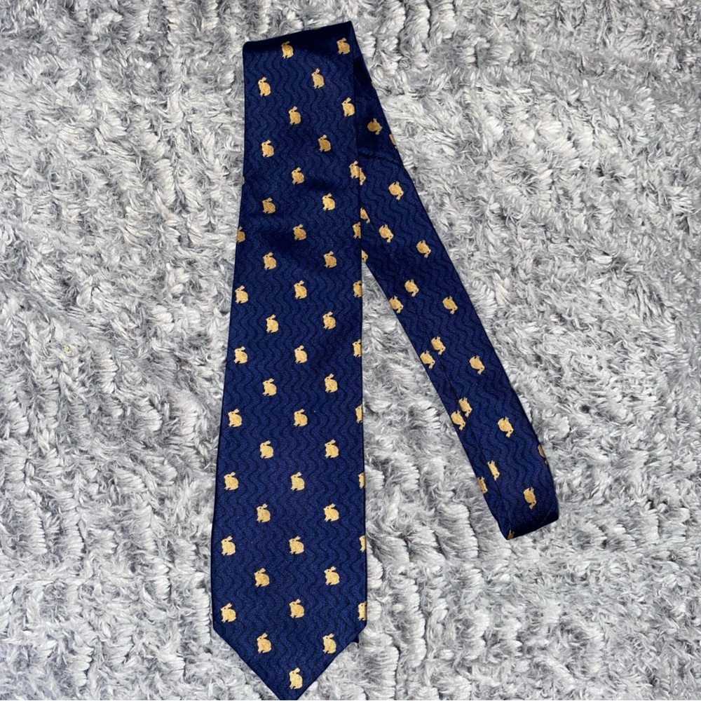 Navy Blue and Gold Patterned Men's Tie
